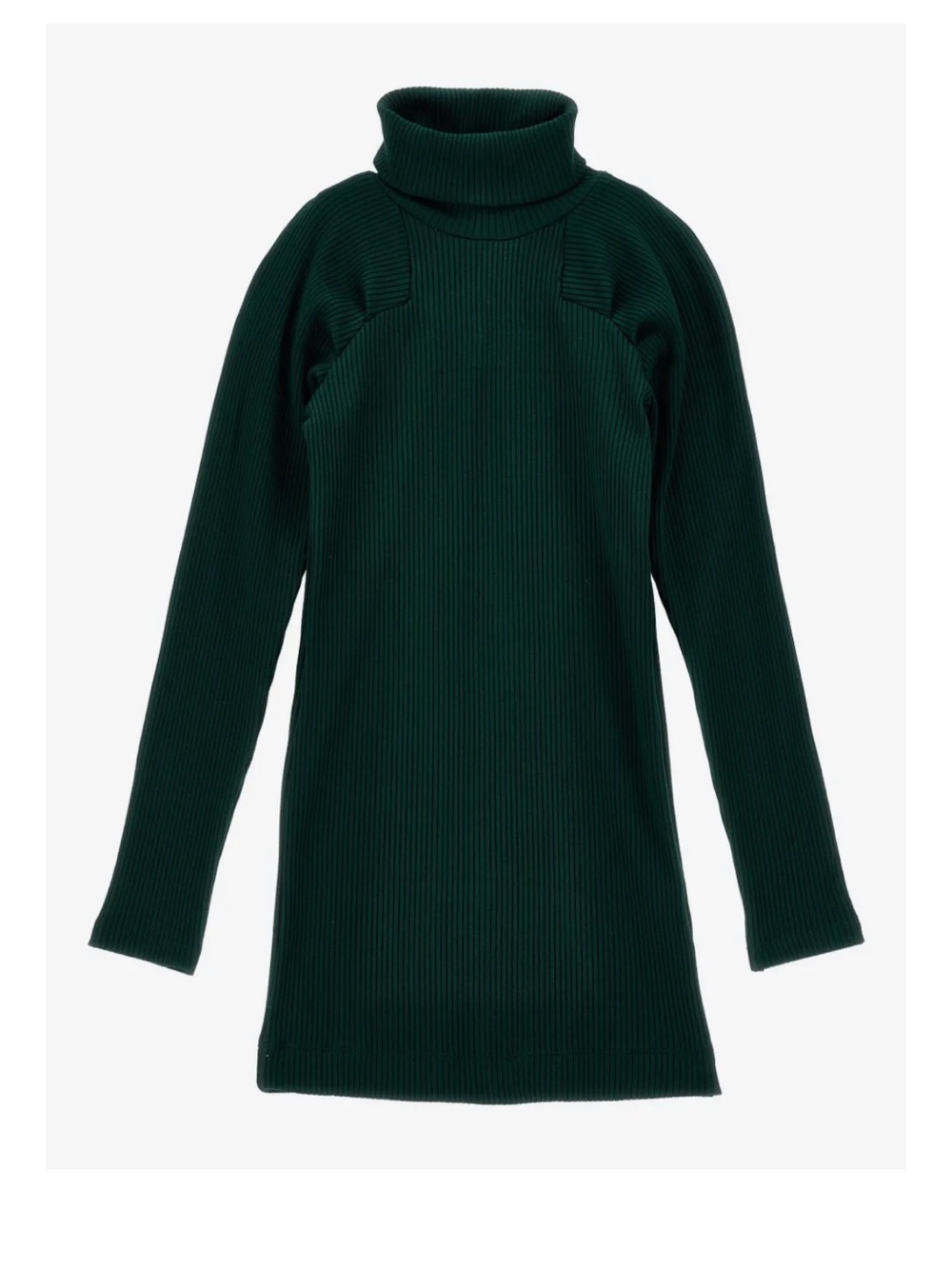 MonnaLisa Dark Green Ribbed Turtleneck Sweater Dress